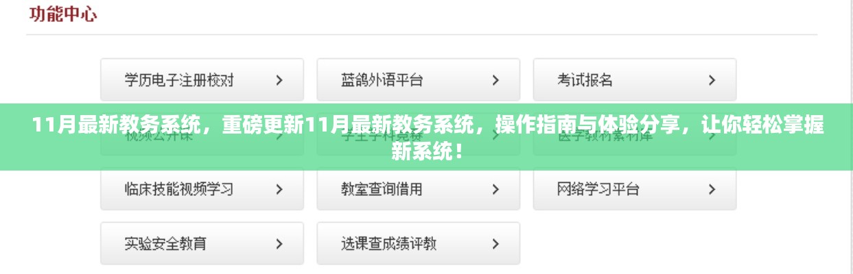 11月教务系统重磅更新,操作指南与体验分享,助你轻松掌握新系统!