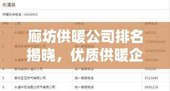 廊坊供暖公司排名揭晓,优质供暖企业榜单出炉!