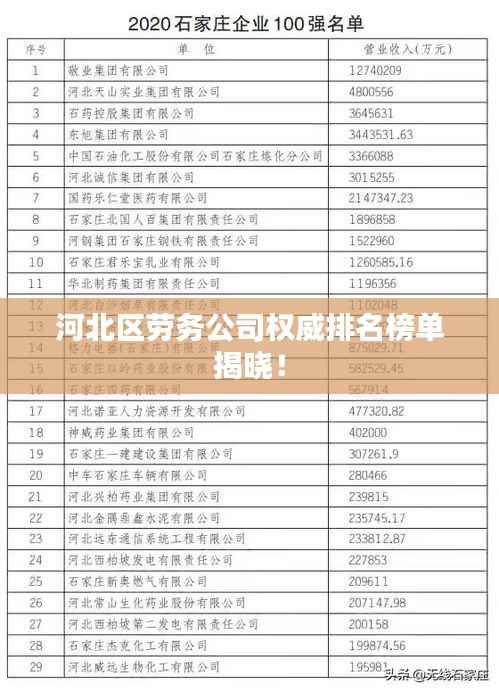 河北区劳务公司权威排名榜单揭晓!