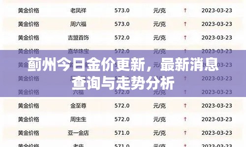 蓟州今日金价更新,最新消息查询与走势分析